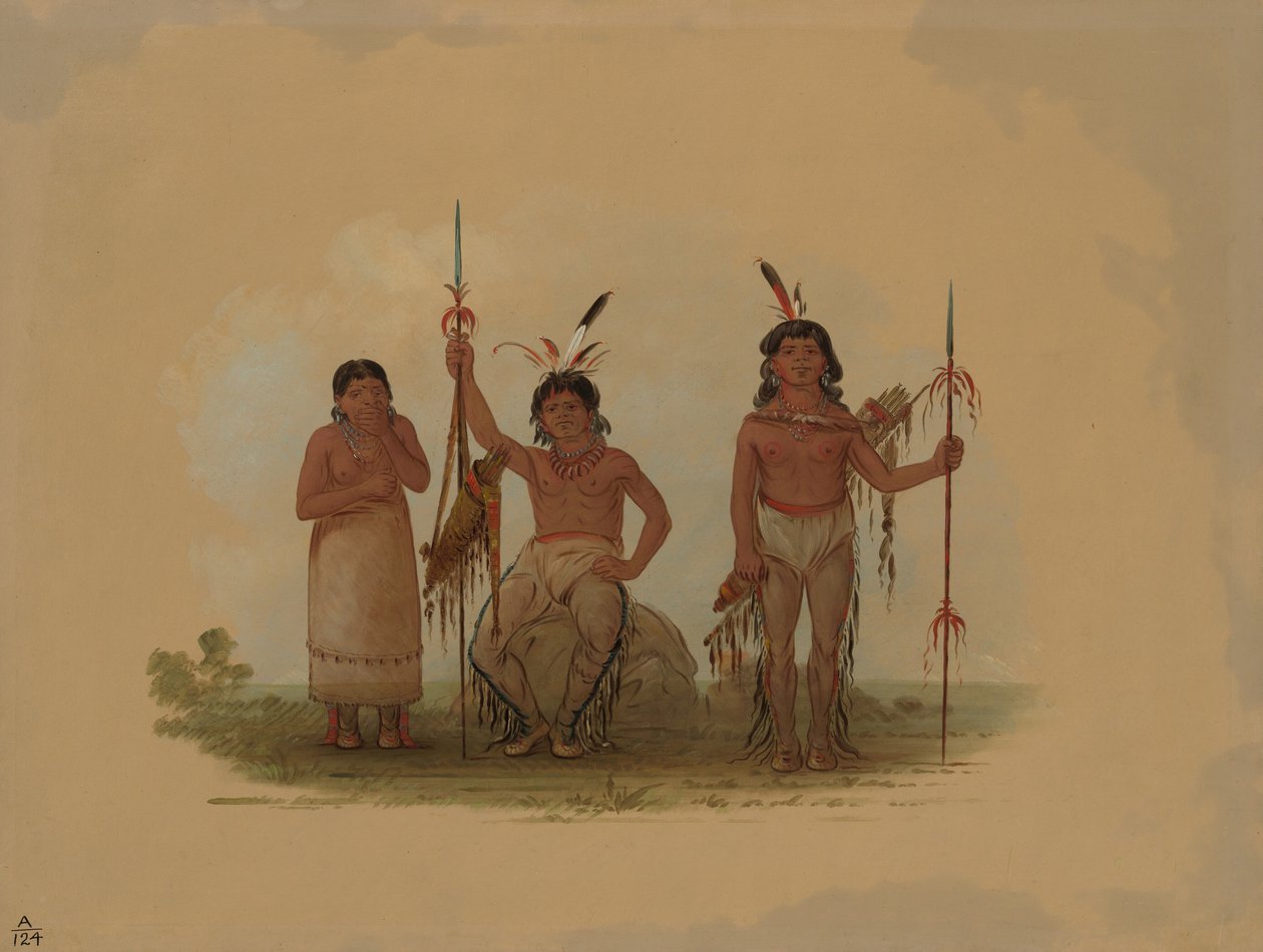 Két Arapaho harcos és egy nő, 18611869. alkotó: George Catlin