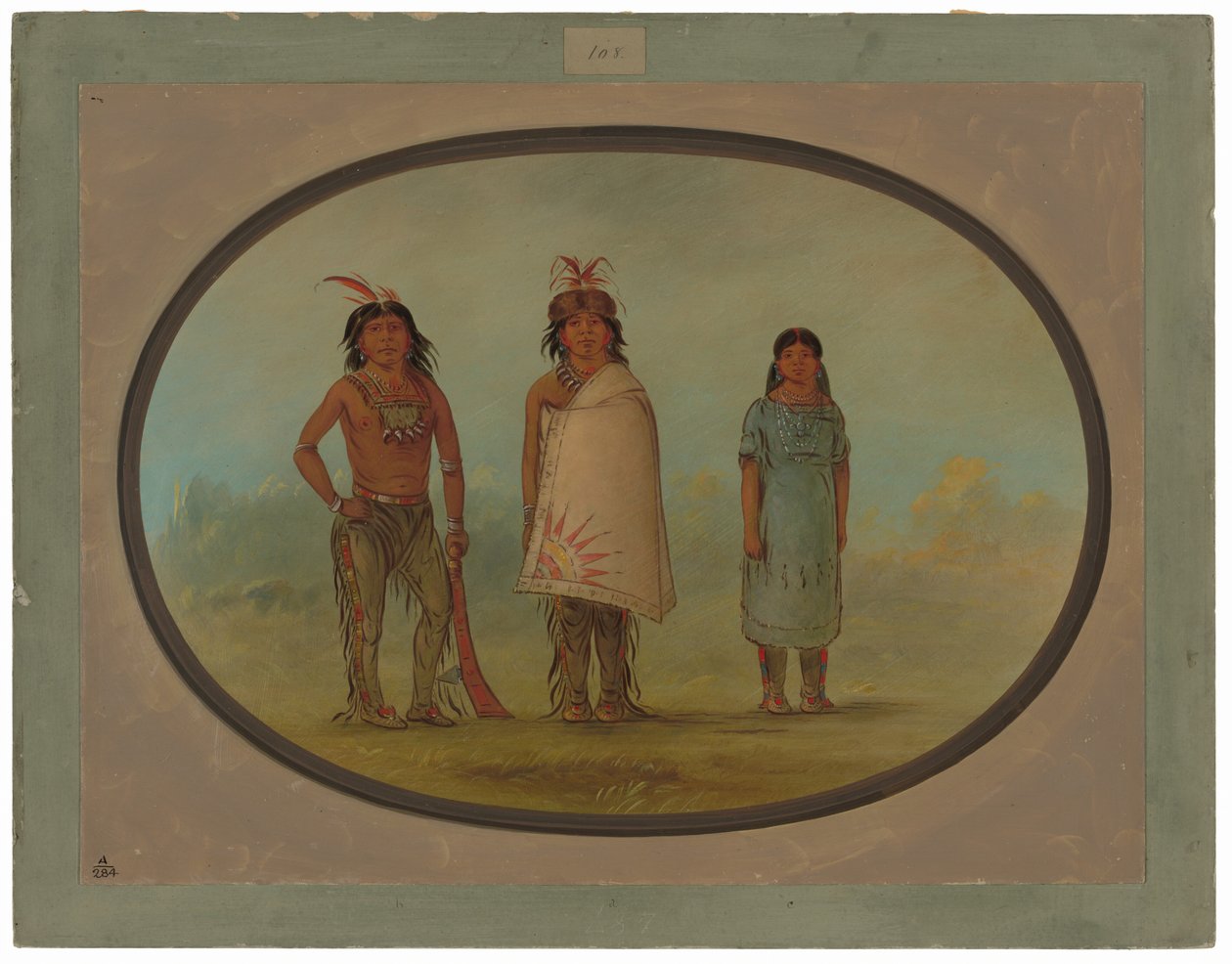 Két Chippewyan harcos és egy nő alkotó: George Catlin