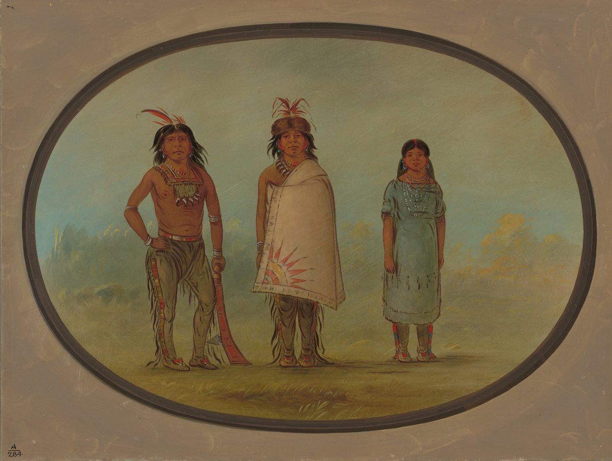 Két Chippewyan harcos és egy nő, 18551869. alkotó: George Catlin