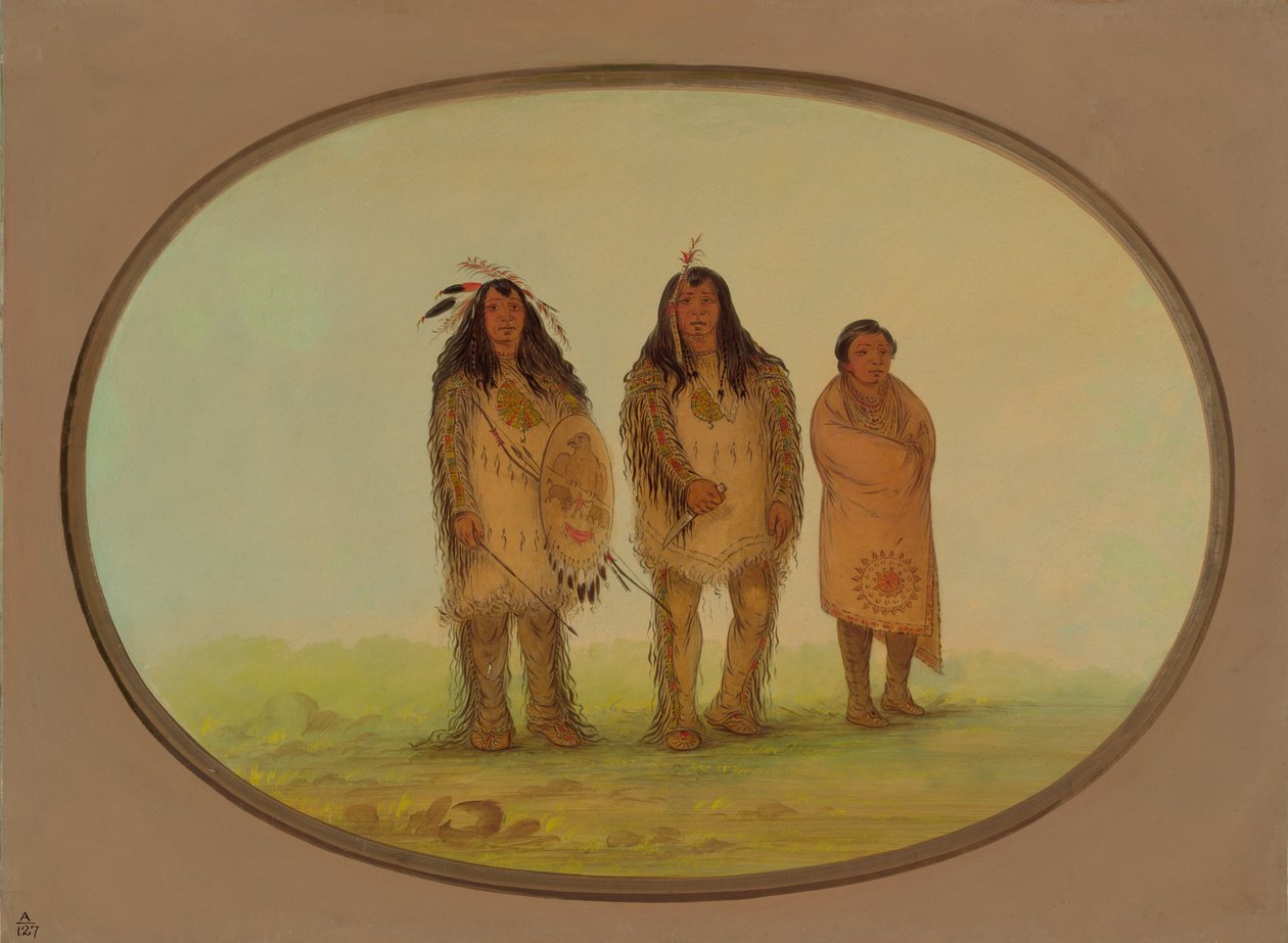 Két Nezperce harcos és egy fiú, 18551869. alkotó: George Catlin