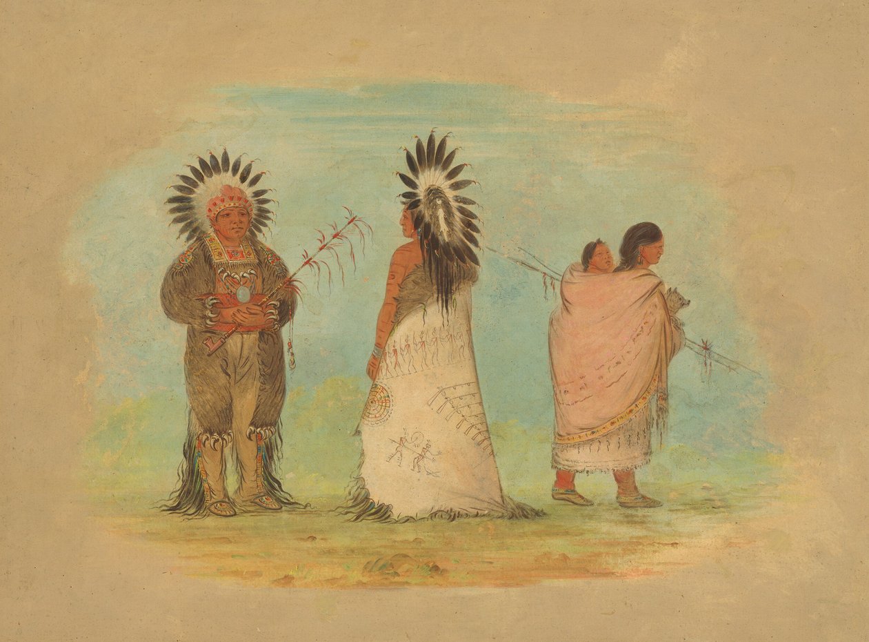 Két Ottoe főnök és egy nő, 18611869. alkotó: George Catlin