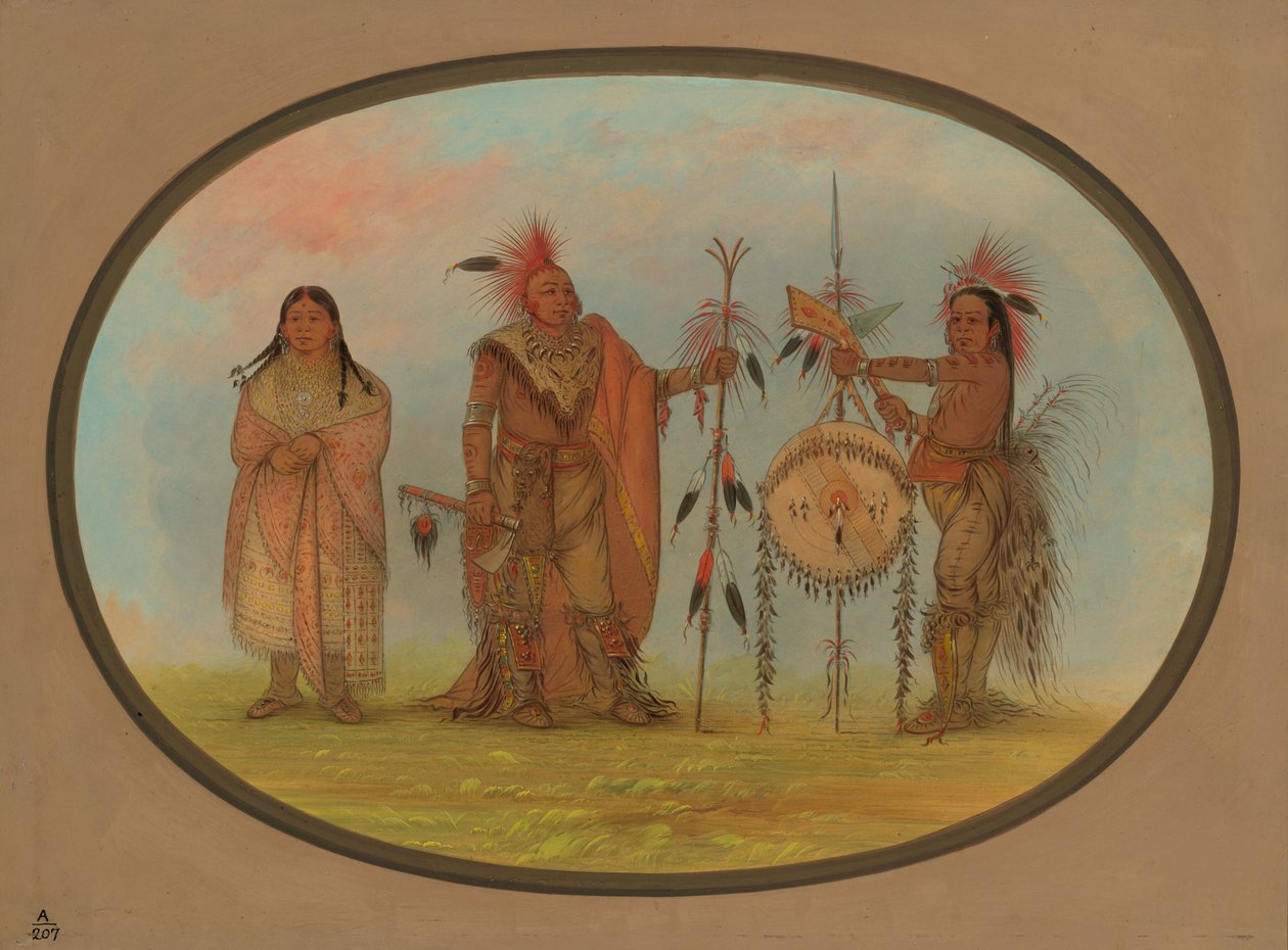 Két Saukie főnök és egy nő, 18611869. alkotó: George Catlin