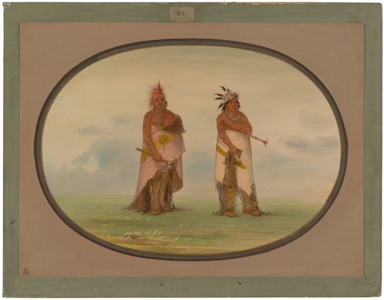 Két azonosítatlan észak-amerikai indián alkotó: George Catlin