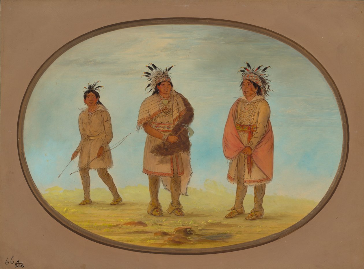 Két Weeah harcos és egy nő, 18611869. alkotó: George Catlin