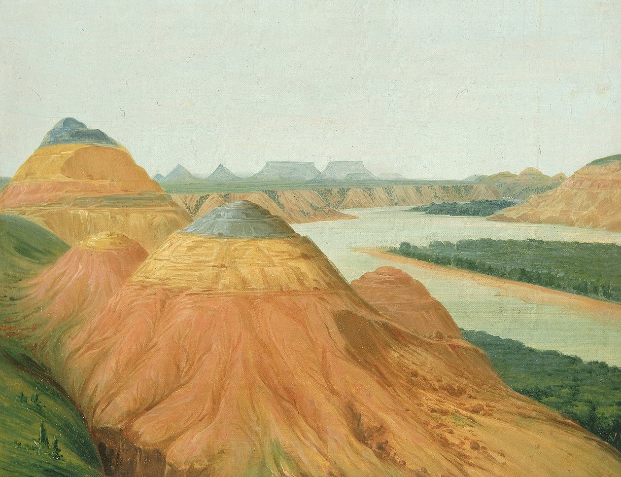 Kilátás a Felső-Missouri nagy kanyarulatára alkotó: George Catlin