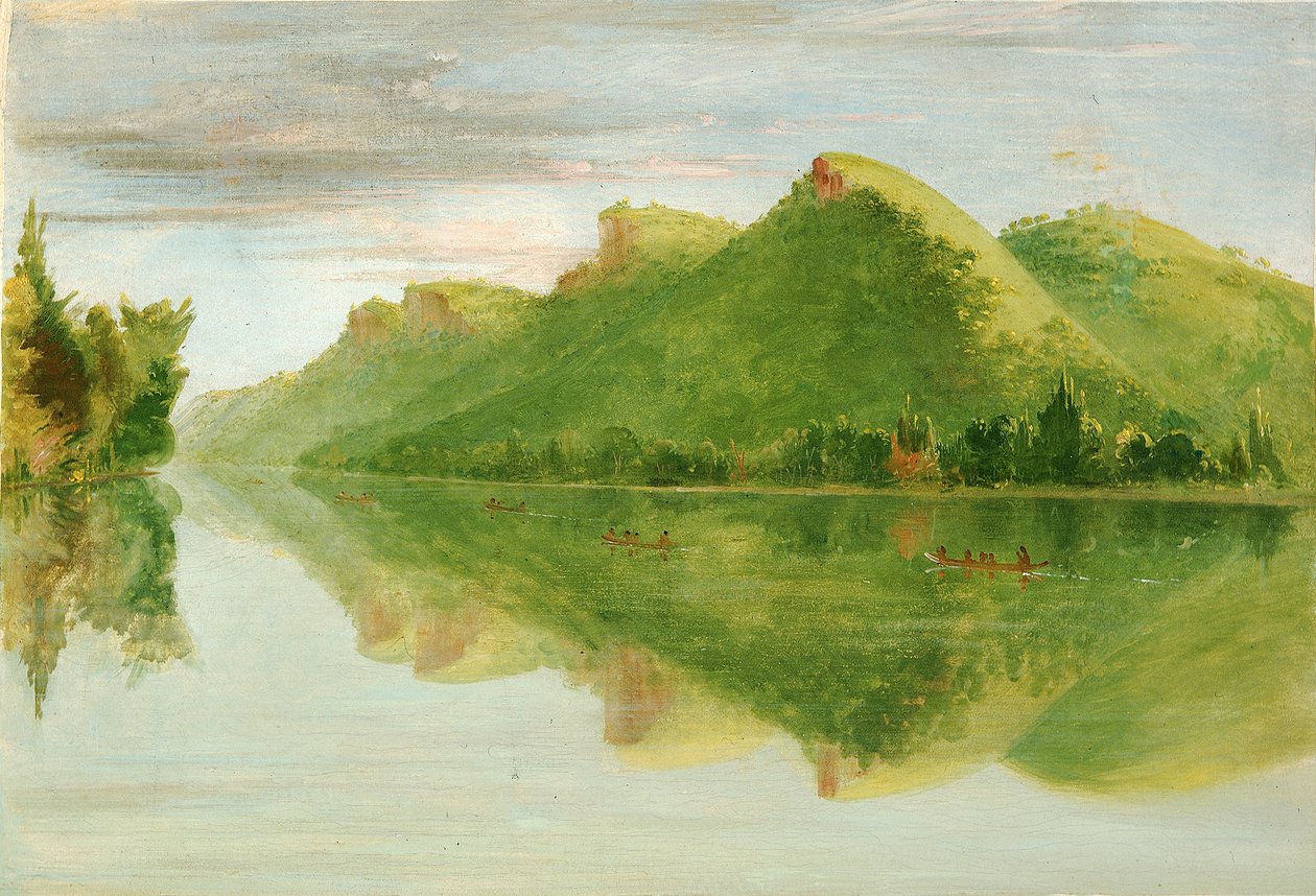 Kilátás a Felső-Mississippire, Gyönyörű Prairie Bluffs, 1835-1836. alkotó: George Catlin