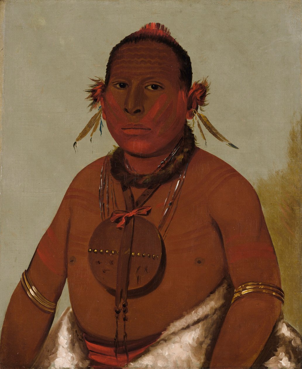Wa-sáw-me-saw, Dübörgő Mennydörgés, Fekete Sólyom legfiatalabb fia... alkotó: George Catlin