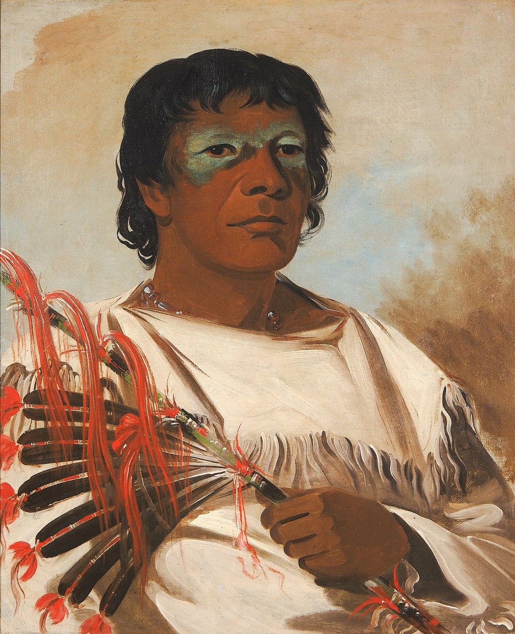 Wah-pe-kée-suck, Fehér Felhő (Próféta), Fekete Sólyom tanácsadója. alkotó: George Catlin