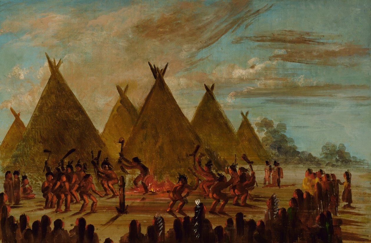 Háborús tánc, sziú, 1845-1848. alkotó: George Catlin