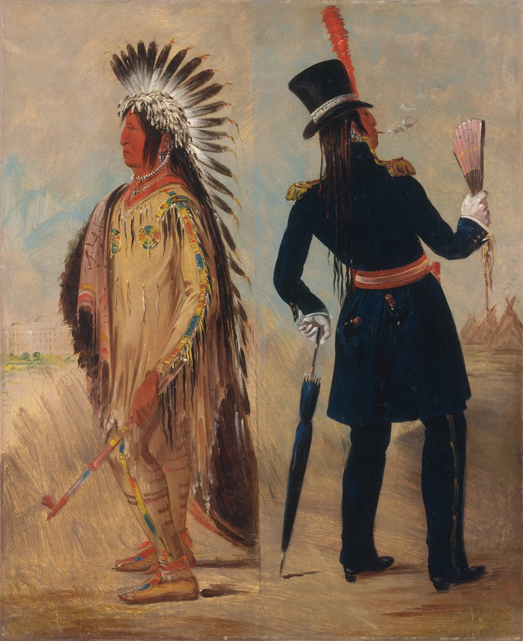 Wi-jún-jon, Galambtojásfej (A fény) Washingtonba tartva és onnan visszatérve alkotó: George Catlin