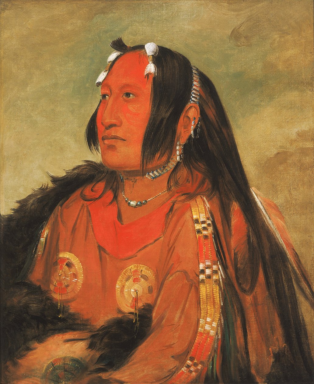Wi-jún-jon, Galambtojás feje A fény, egy kiváló fiatal harcos, 1831. alkotó: George Catlin