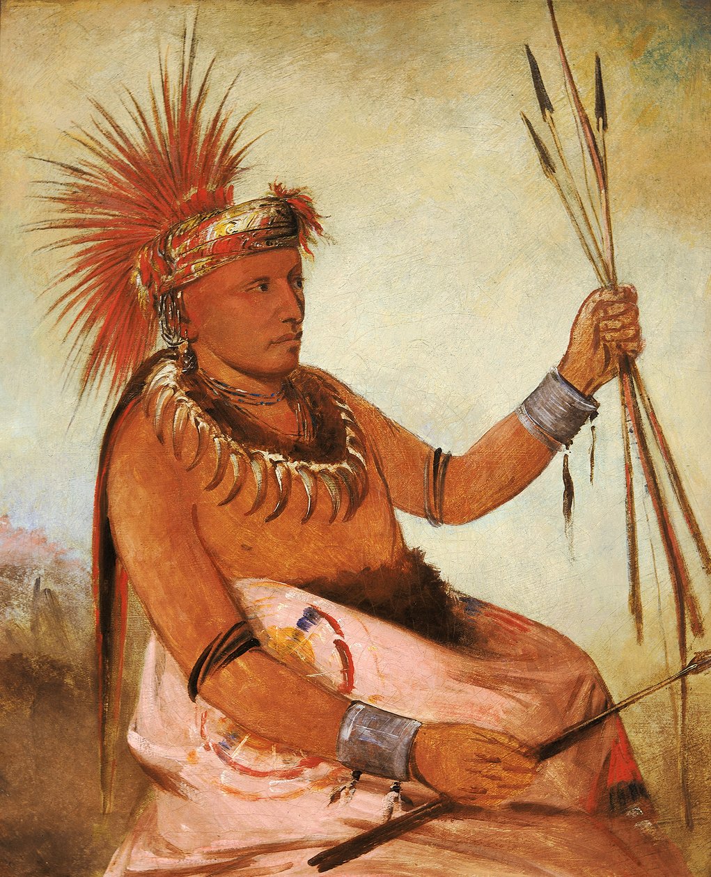 Wos-cóm-mun, Elfoglalt ember, bátor, 1832. alkotó: George Catlin