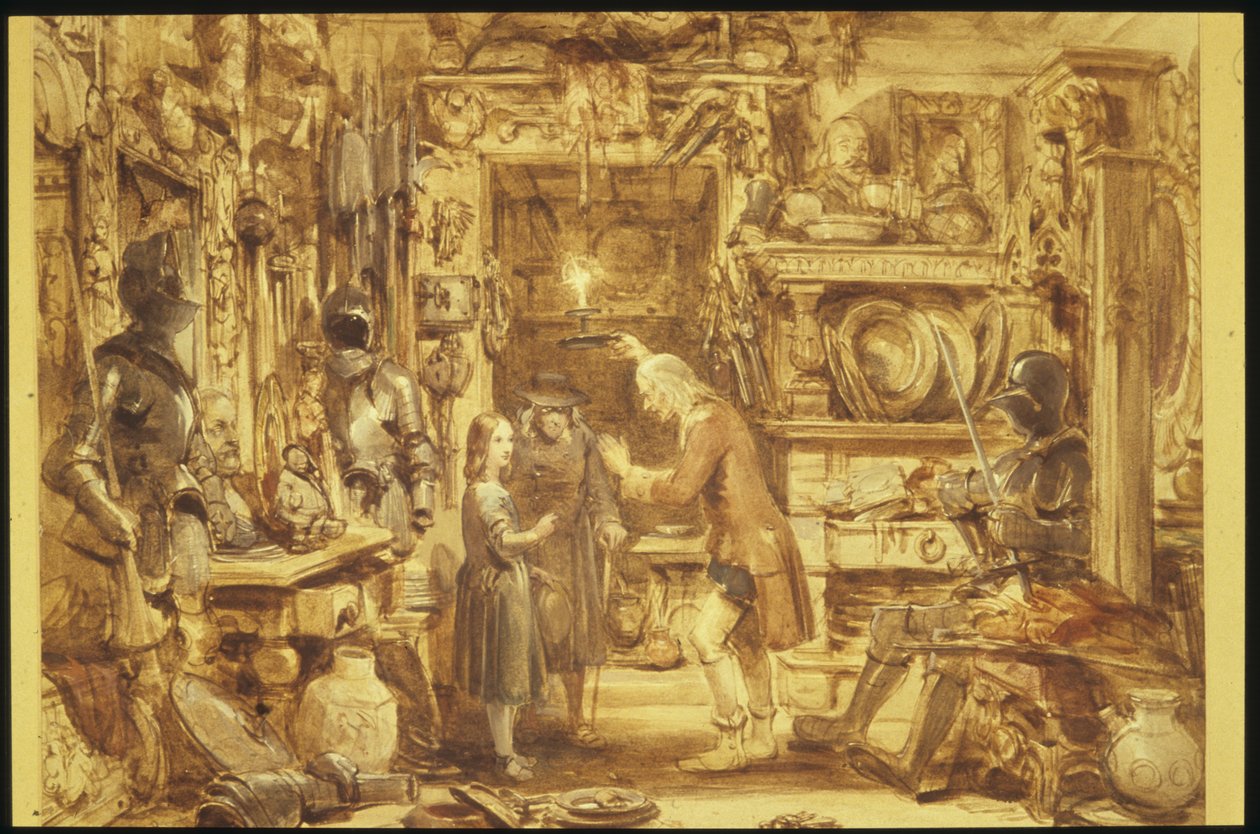 The Old Curiosity Shop Little Nells Home Interior of the Old Curiosity Shop, 1840 (wc papíron) alkotó: George Cattermole