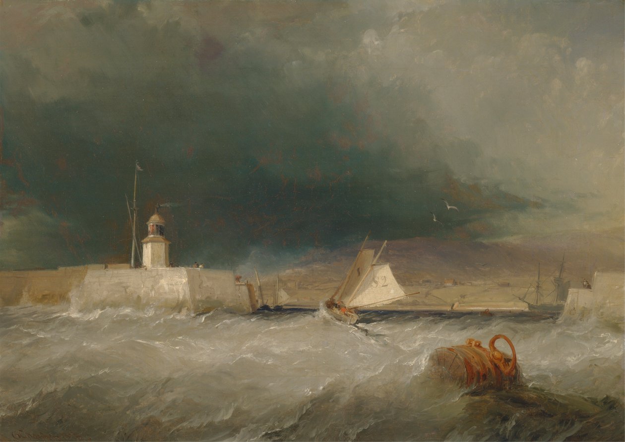 Kikötő egy viharos napon alkotó: George Chambers