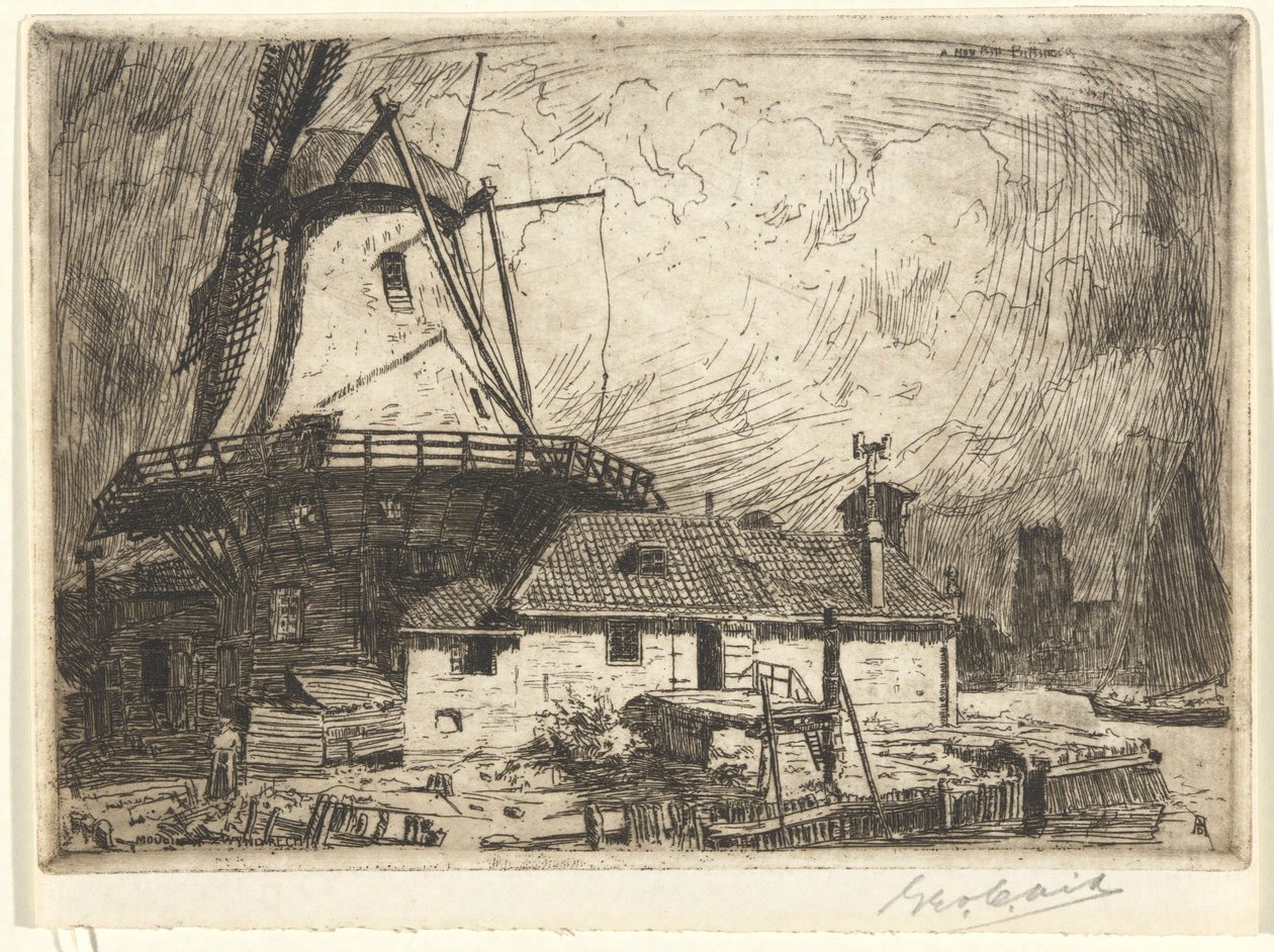 Moulin és Zwyndrecht alkotó: George Charles Aid