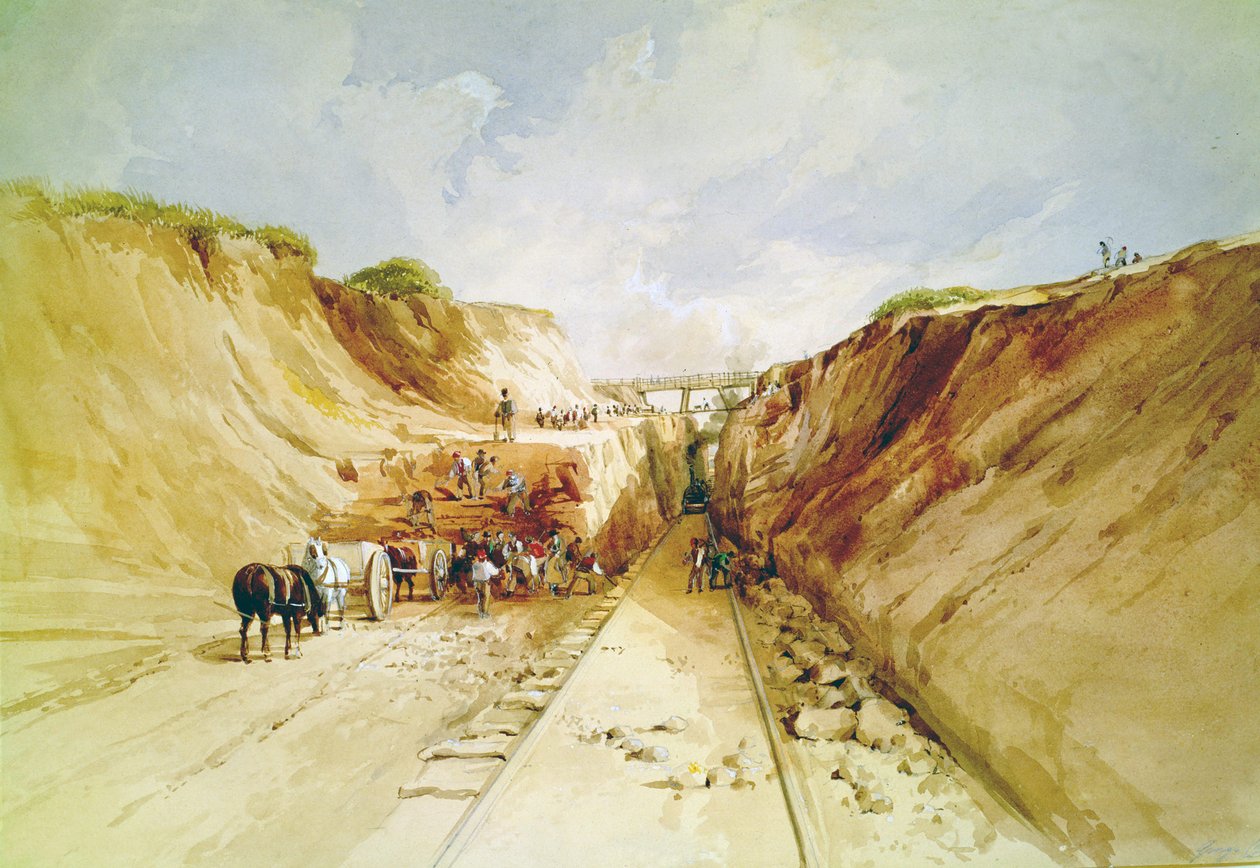 Vasútvonal építése" alkotó: George Childes
