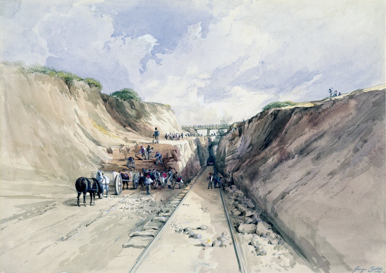 Vágás ásása a Nagy Nyugati Vasúton, 1841 (wc papíron) alkotó: George Childs