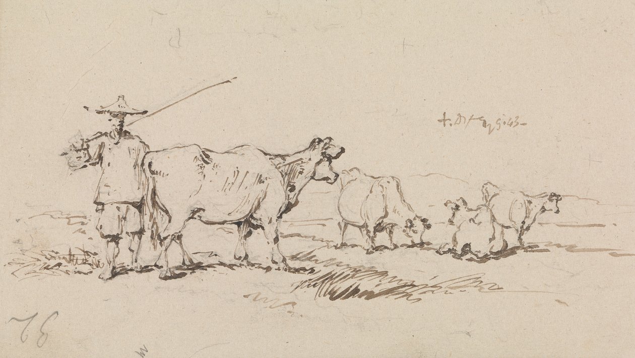 Egy paraszt marhával alkotó: George Chinnery