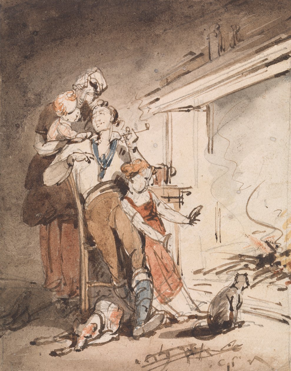 Egy tengerész és családja alkotó: George Chinnery