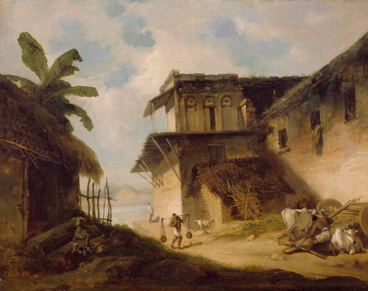 Bengáli falusi jelenet, 1819-1821 alkotó: George Chinnery