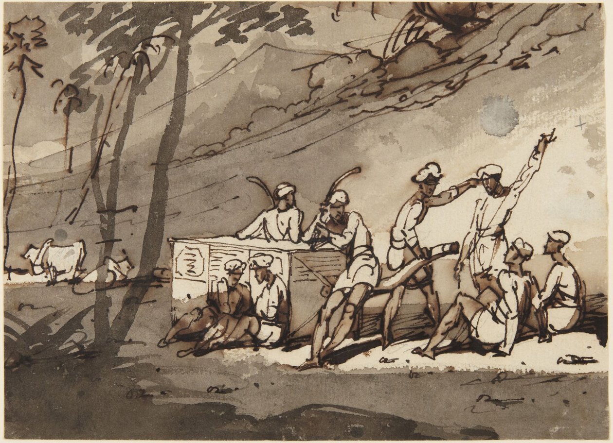 Tábori kemence és alakok alkotó: George Chinnery