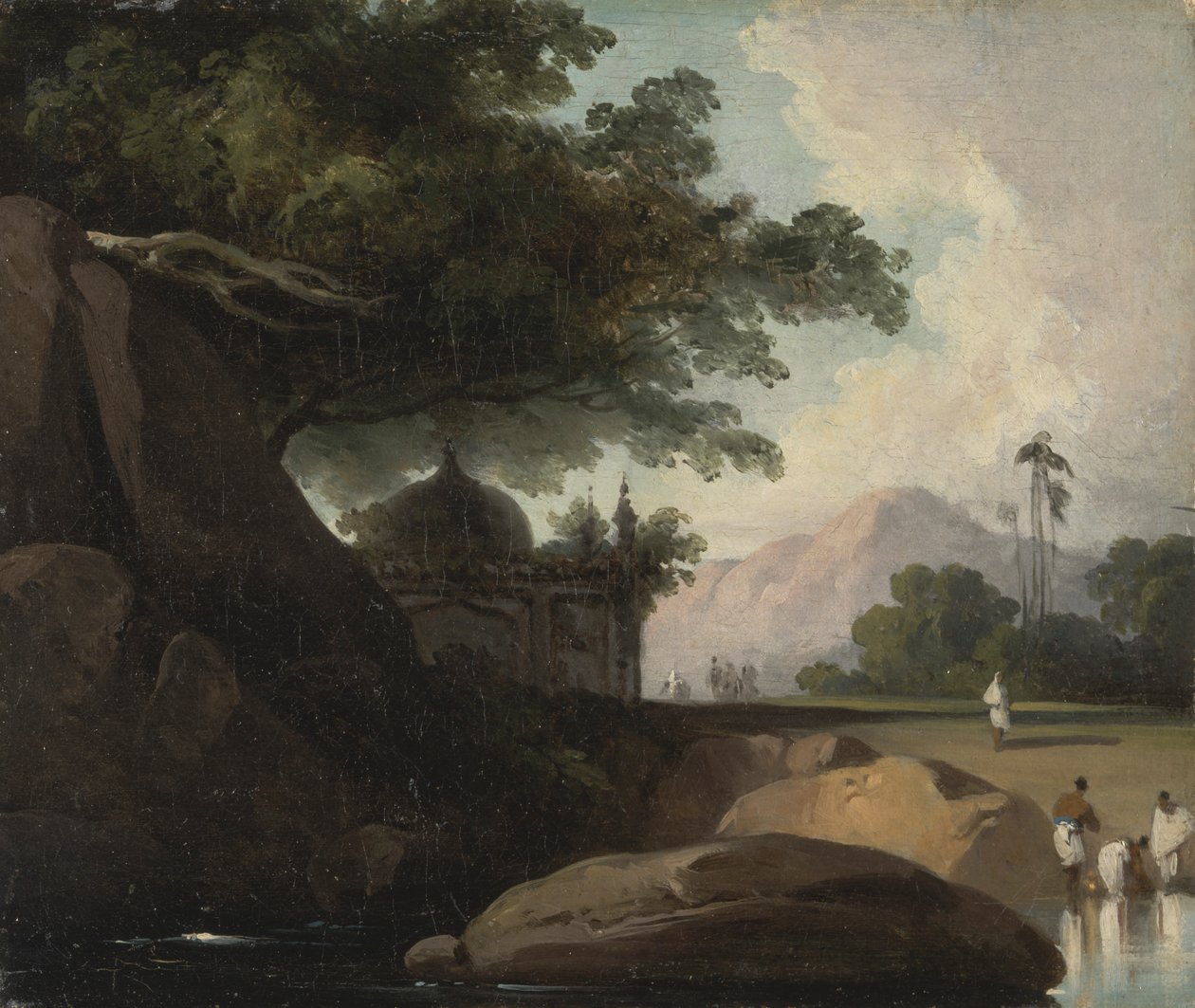 Indiai táj templommal alkotó: George Chinnery