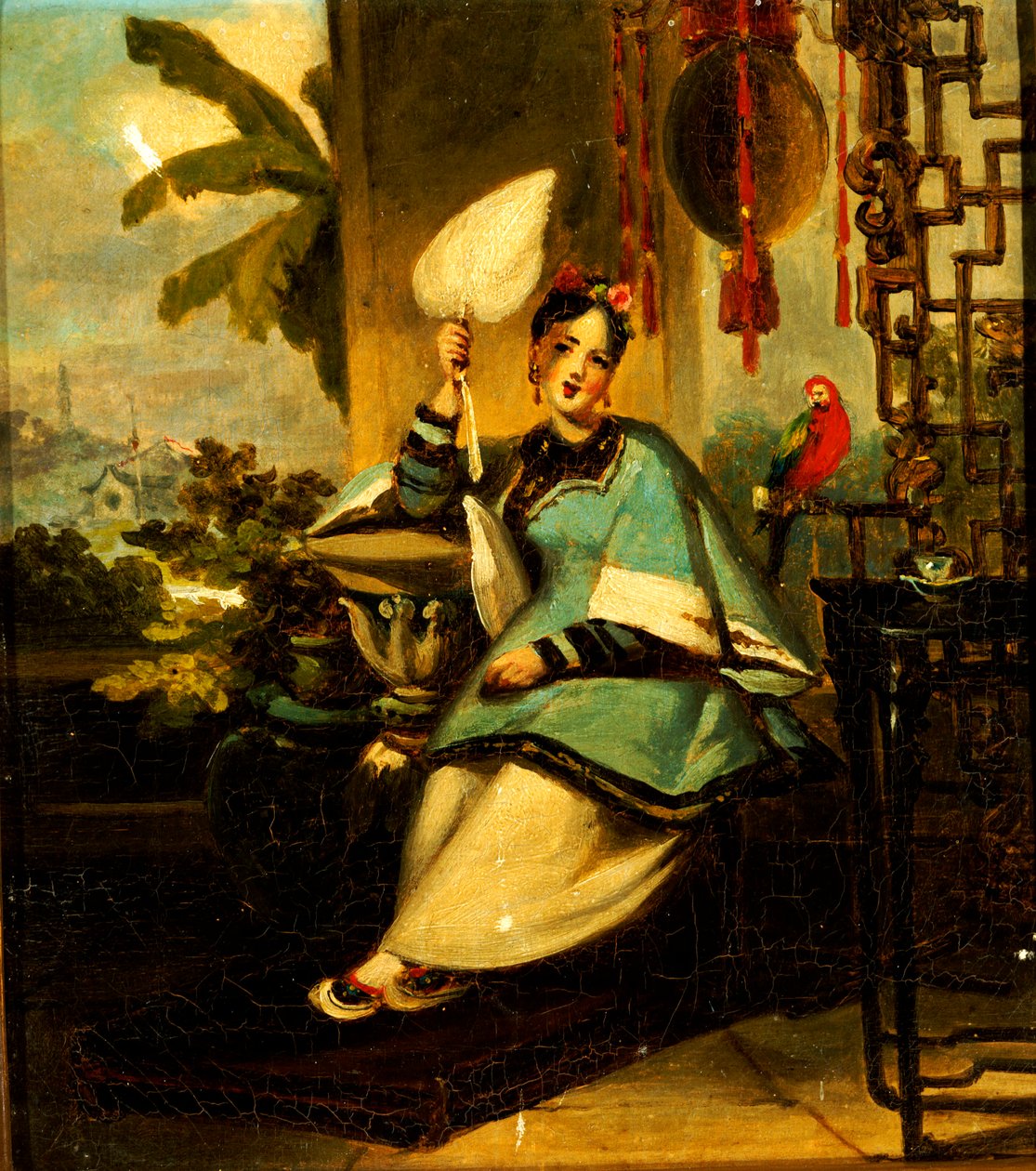Portré egy lány papagájjal alkotó: George Chinnery