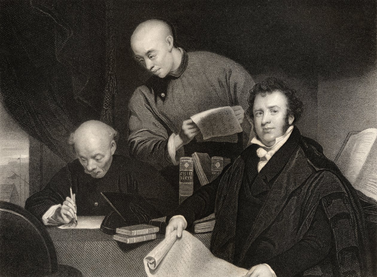 Robert Morrison, W. Holl metszete a „The National Portrait Gallery IV. kötetéből”, 1820 körül megjelent alkotó: George Chinnery