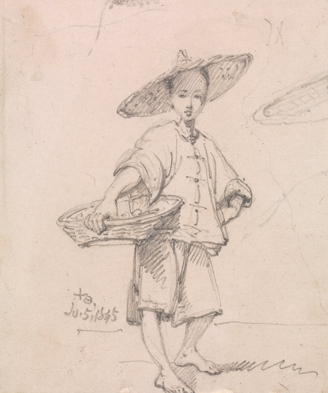 Fiatal személy egy kosárral alkotó: George Chinnery