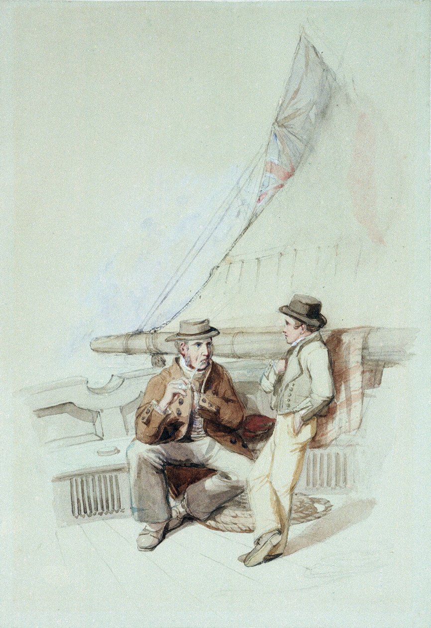 Bramble-t és Jacket egy francia kikötőbe viszik alkotó: George Clarkson Stanfield