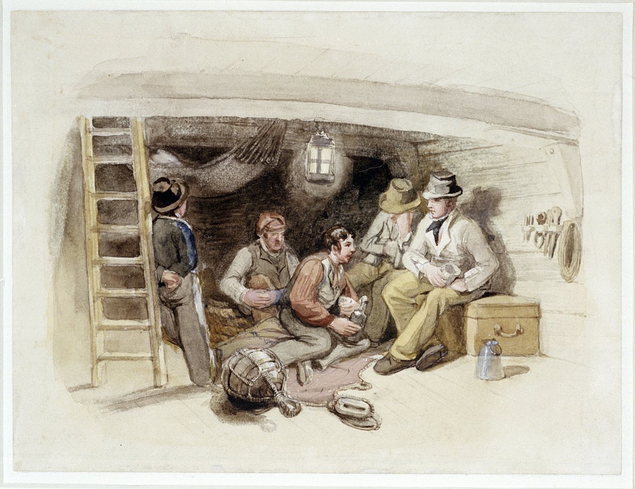 Jack (Tom Saunders), az "első drótkötél", első gyakornoki útja során (színes litho) alkotó: George Clarkson Stanfield