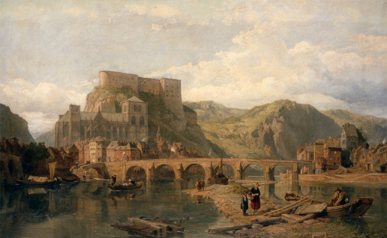 Huy a Meuse partján, Belgium (olaj, vászon) alkotó: George Clarkson Stanfield