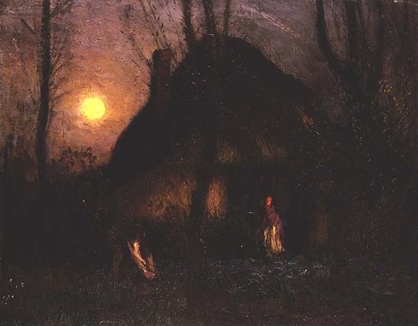 Cottage holdfényben alkotó: George Clausen