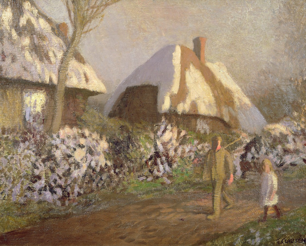 Víkendházak a fagyos délutánon alkotó: George Clausen
