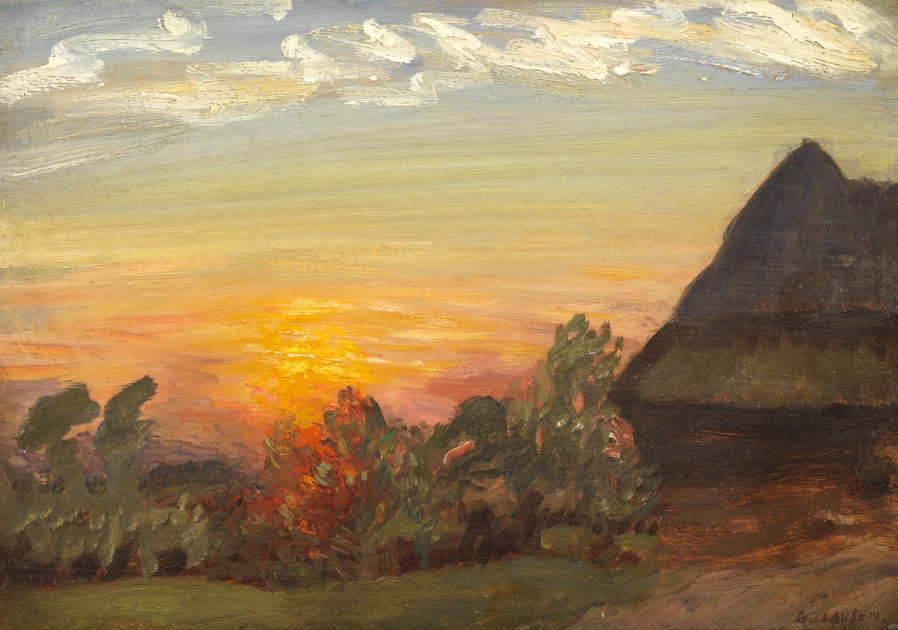 Duton Hill naplemente, 1938 alkotó: George Clausen