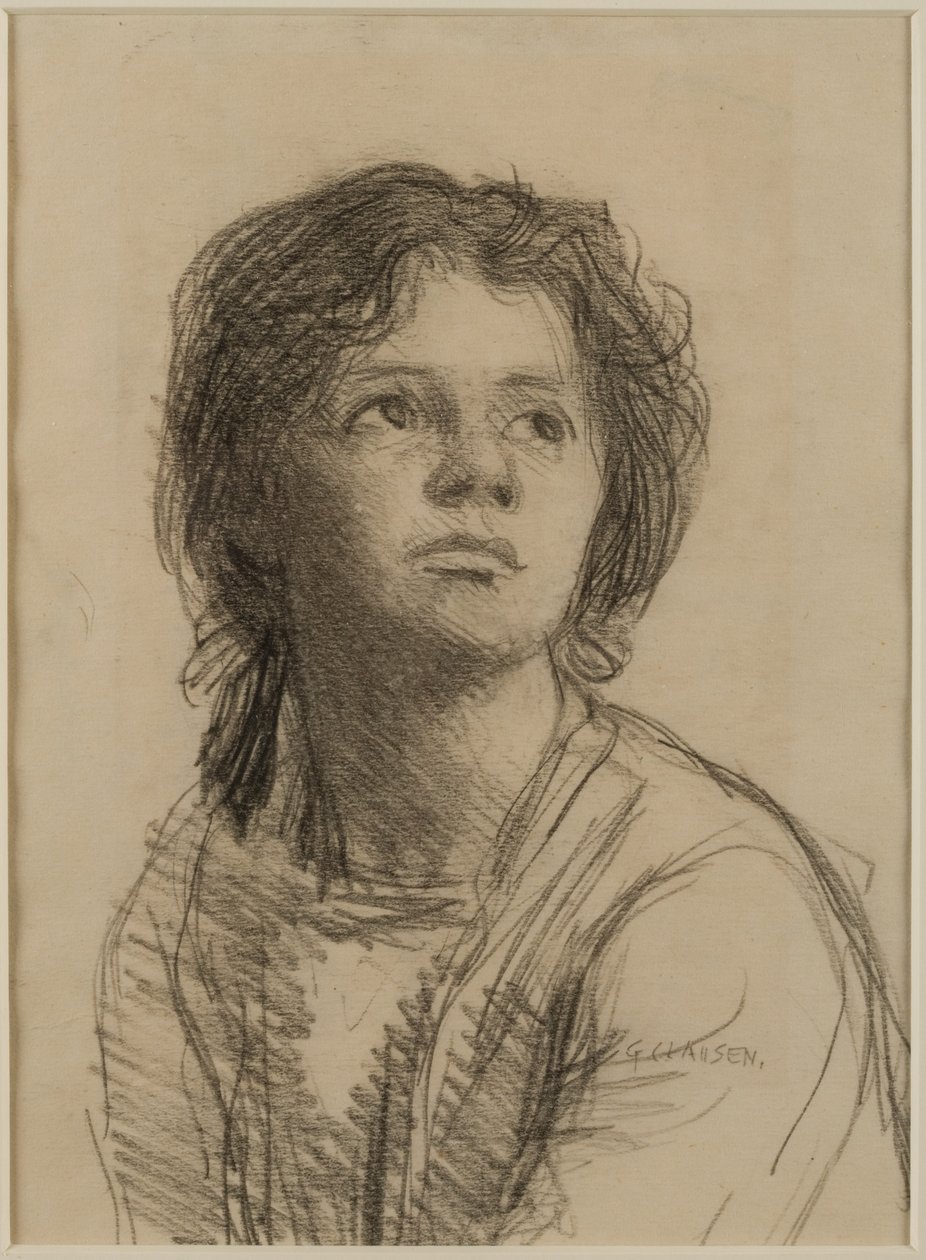 Egy fiatal nő feje és válla alkotó: George Clausen