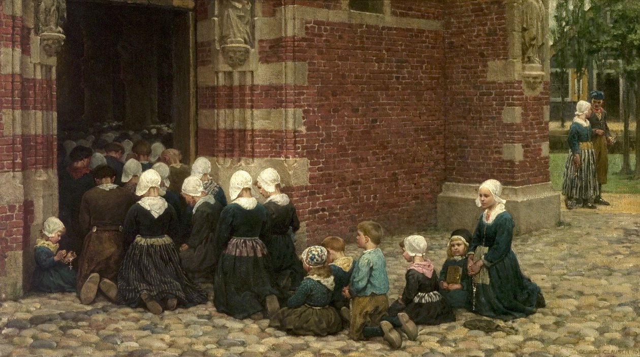 Nagymise egy halászfaluban a Zuyder Zee-n, Hollandiában, 1876 alkotó: George Clausen