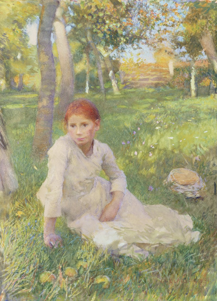 Idleness, 1891 (Wc a fedélzetre szerelt papíron) alkotó: George Clausen