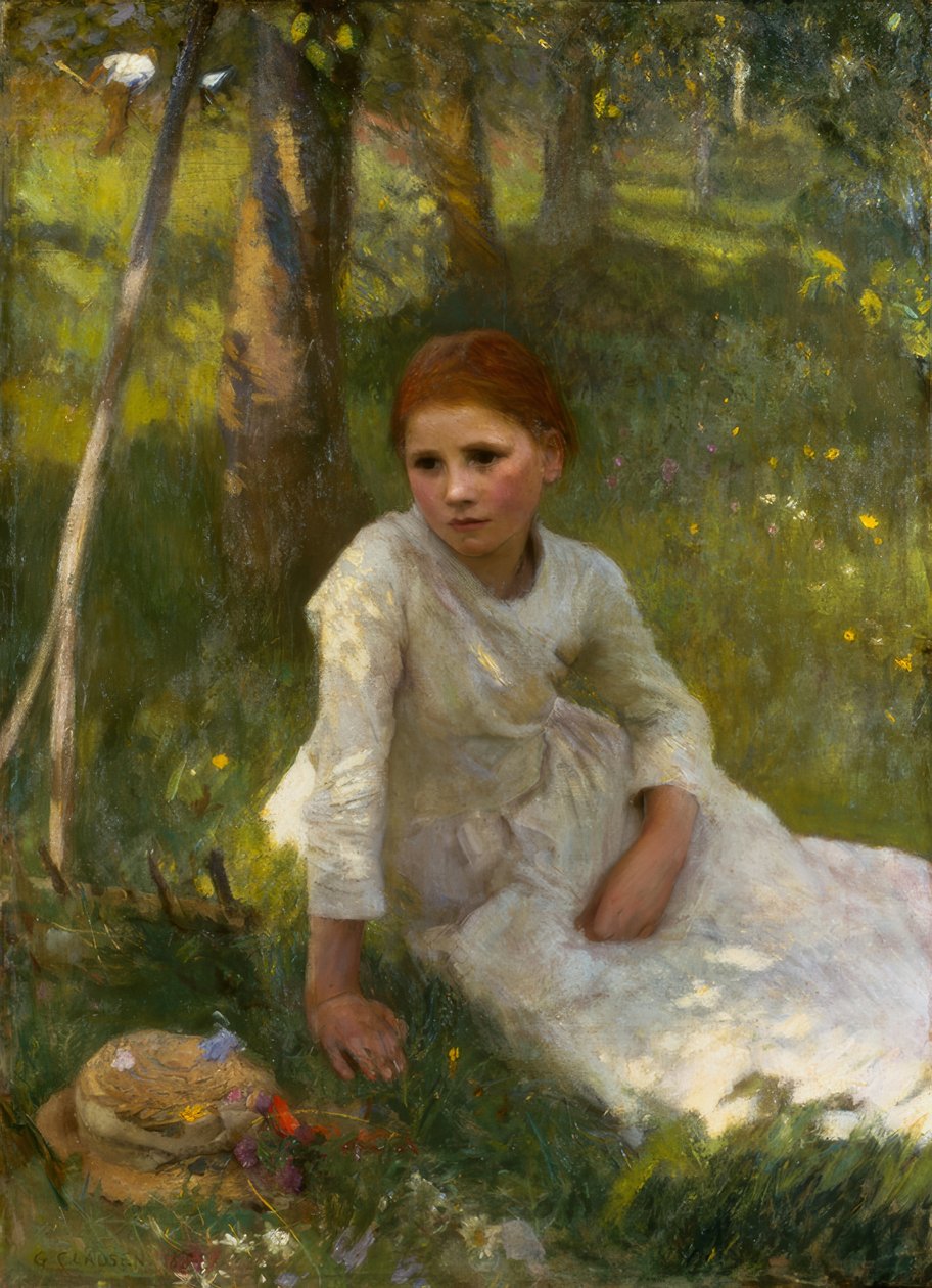 Délben a Hayfieldben alkotó: George Clausen