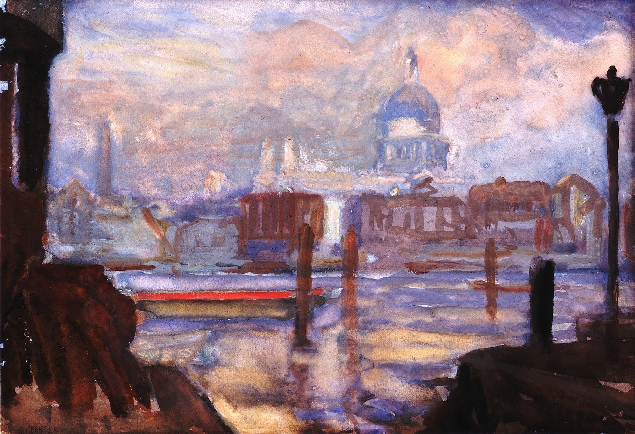 Szent Pál novemberben (testszín és akvarell papíron) alkotó: George Clausen