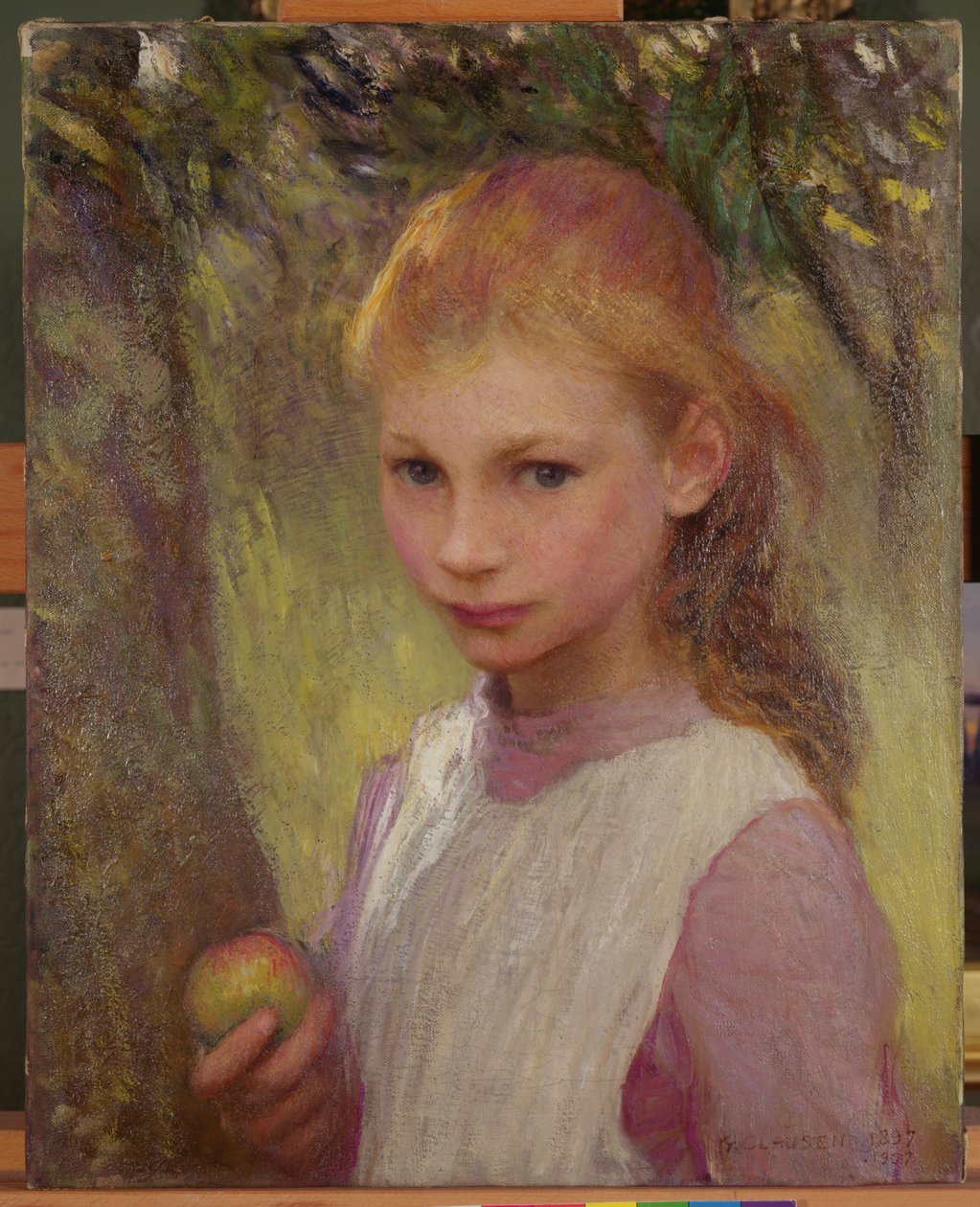 The Shy Child 1897, átdolgozva 1907 (olaj, vászon) alkotó: George Clausen