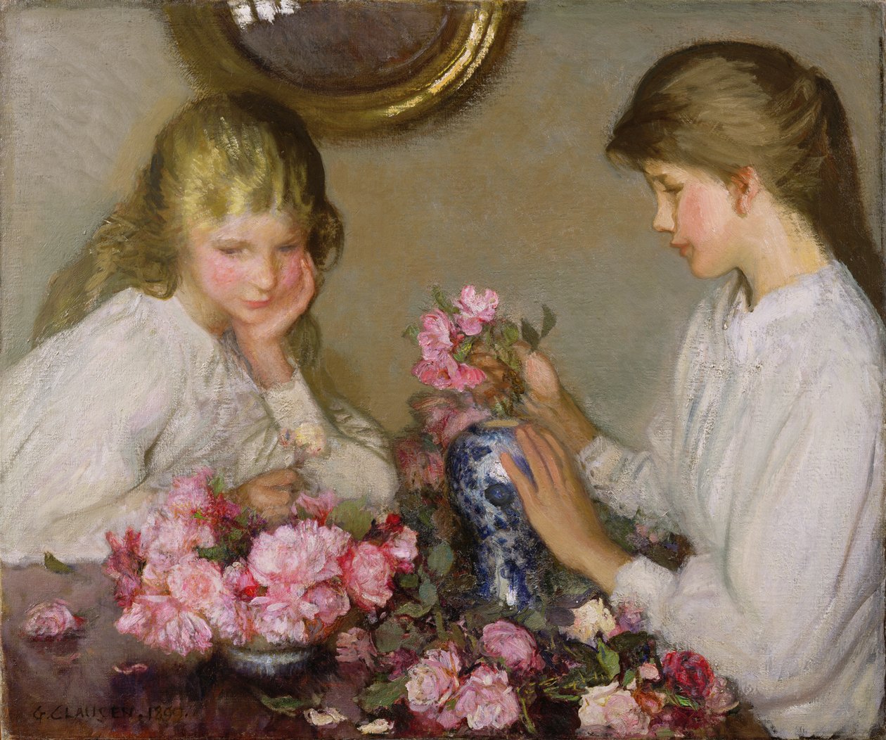 Két lány pózolt alkotó: George Clausen