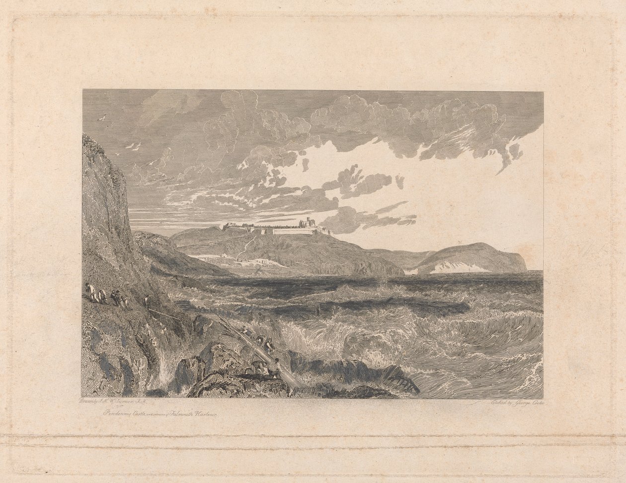 Pendennis kastély és Falmouth kikötő bejárata alkotó: George Cooke