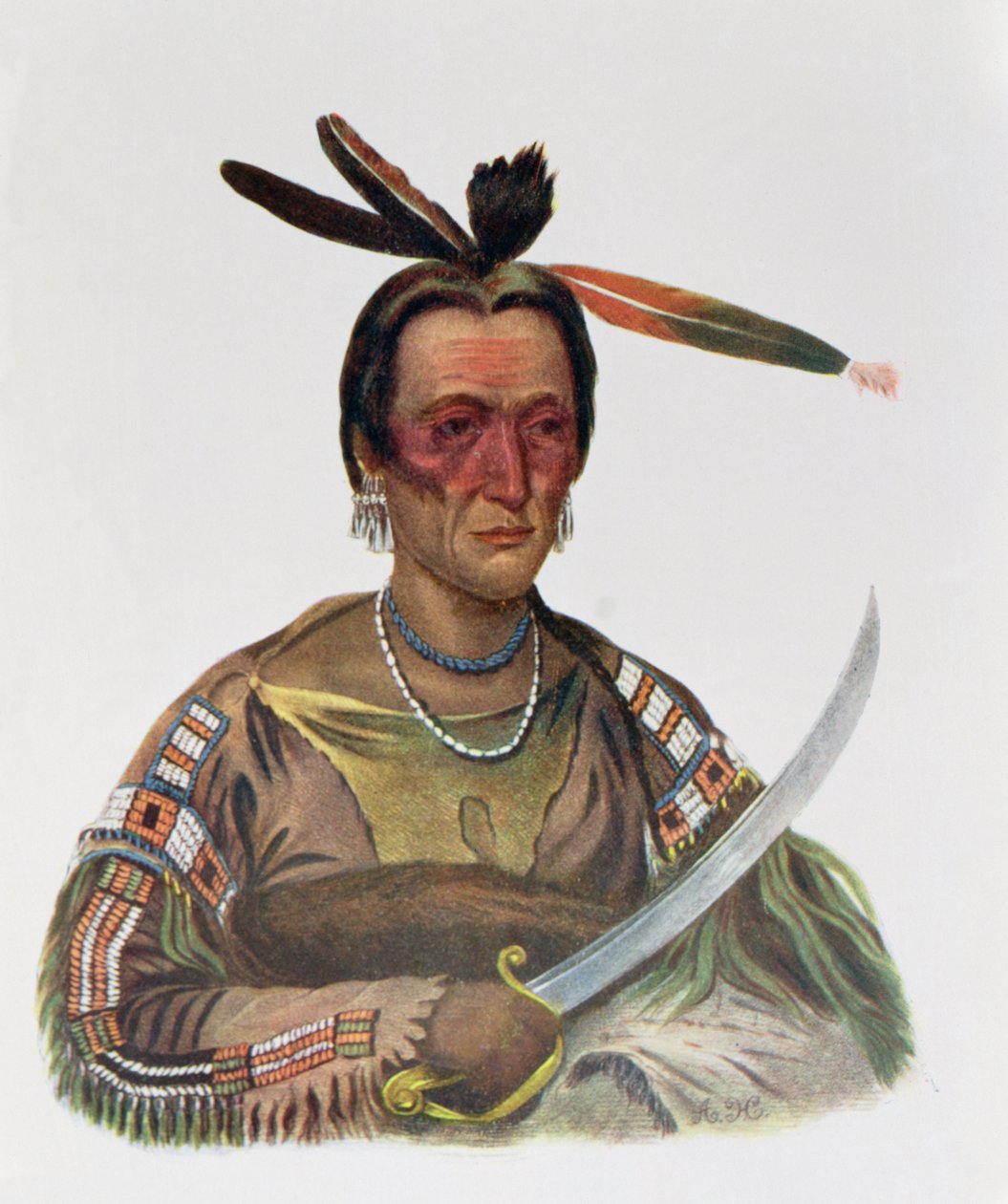To-Ka-Cou, a yanktoni sziúk főnöke, 1837, illusztráció a „The Indian Tribes of North America, Vol.1”, Thomas L. McKenney és James Hall, pub. írta John Grant alkotó: George Cooke