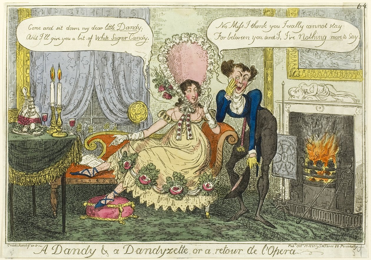 Egy Dandy  egy Dandyzette alkotó: George Cruikshank