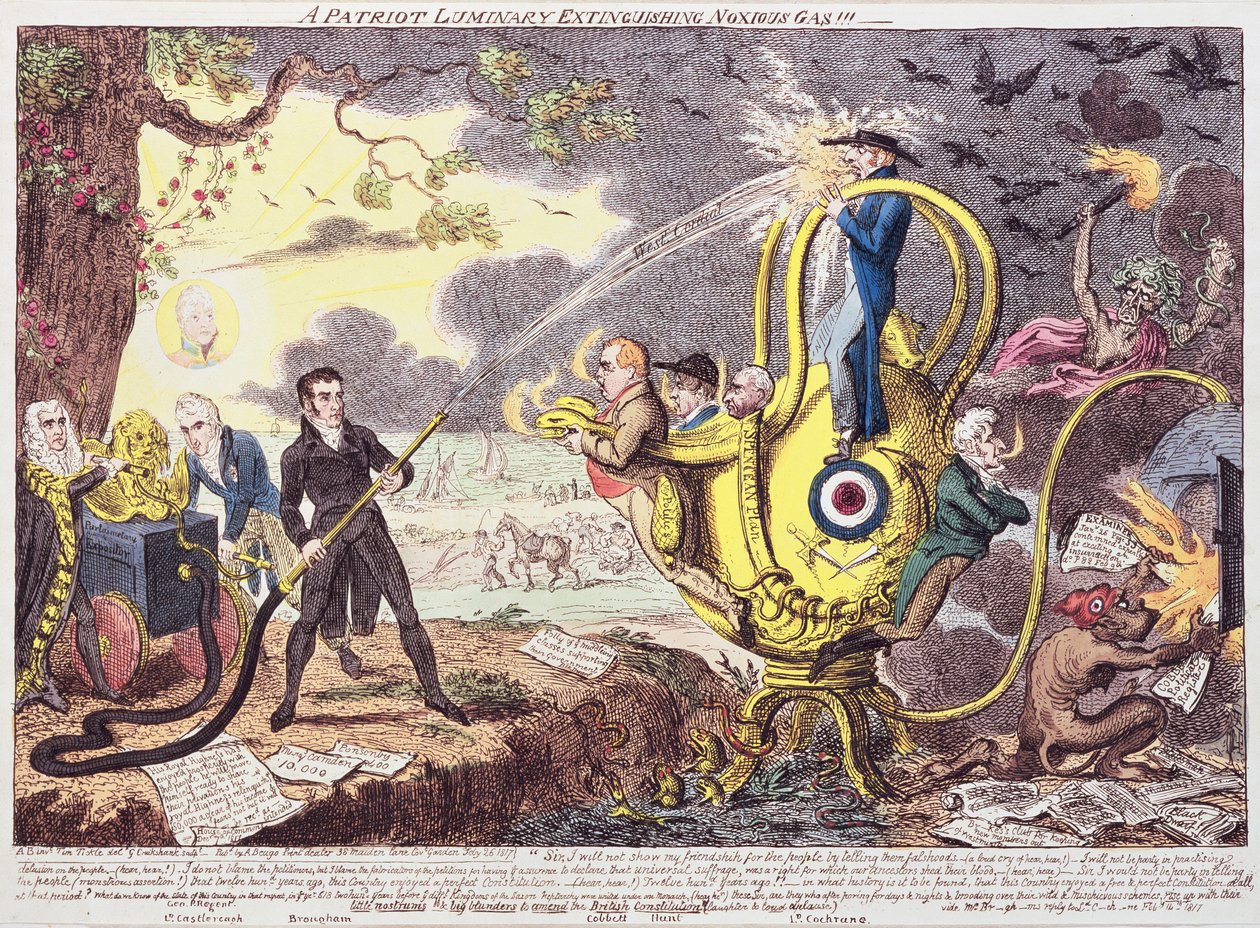 Egy Patriot Luminary oltó mérgező gáz!!! 1817 alkotó: George Cruikshank
