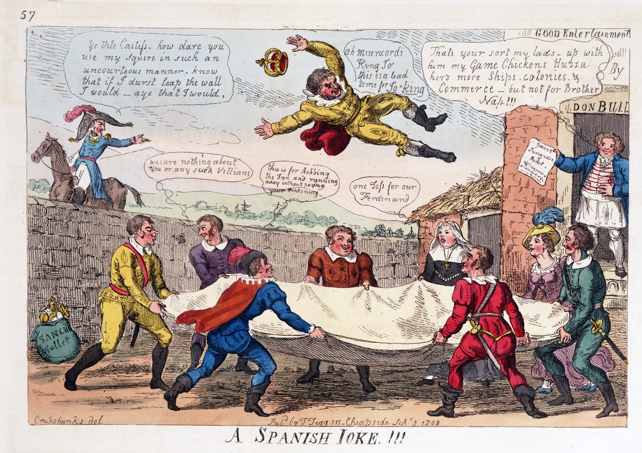 Egy spanyol vicc, kocsma. 1808 (kézzel színezett metszet) alkotó: George Cruikshank