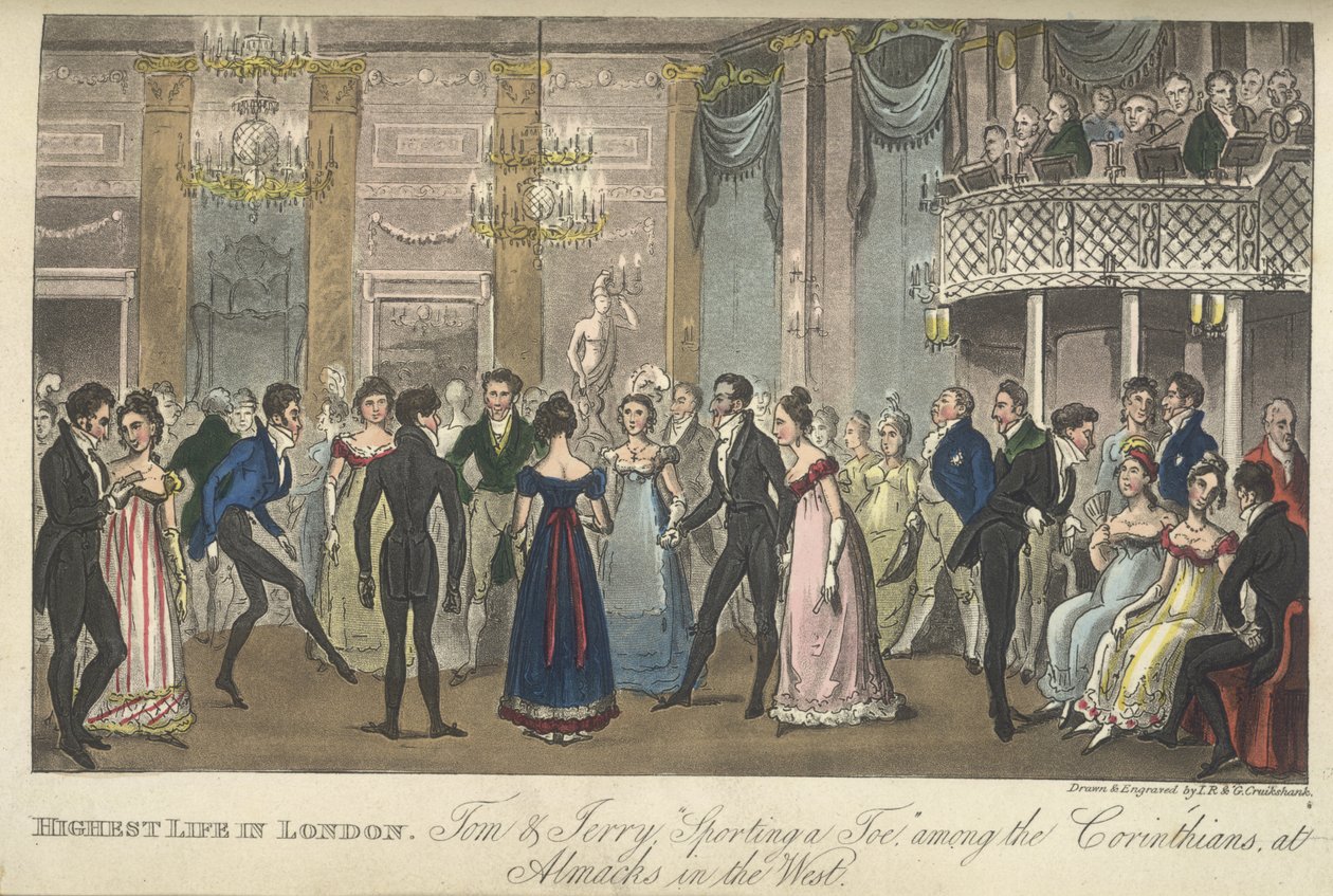 Egy bálterem, "Élet Londonban stb.", Pierce Egan alkotó: George Cruikshank
