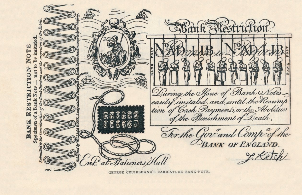 Szatirikus bankjegy: bûn, büntetés és tiltakozás, 1819 1894 alkotó: George Cruikshank