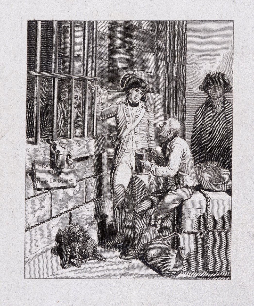 "Egy füttybolt: Tom és Jerry a Logichoz látogat, a Fleet fedélzetén", Fleet Prison, London, 1821 alkotó: George Cruikshank